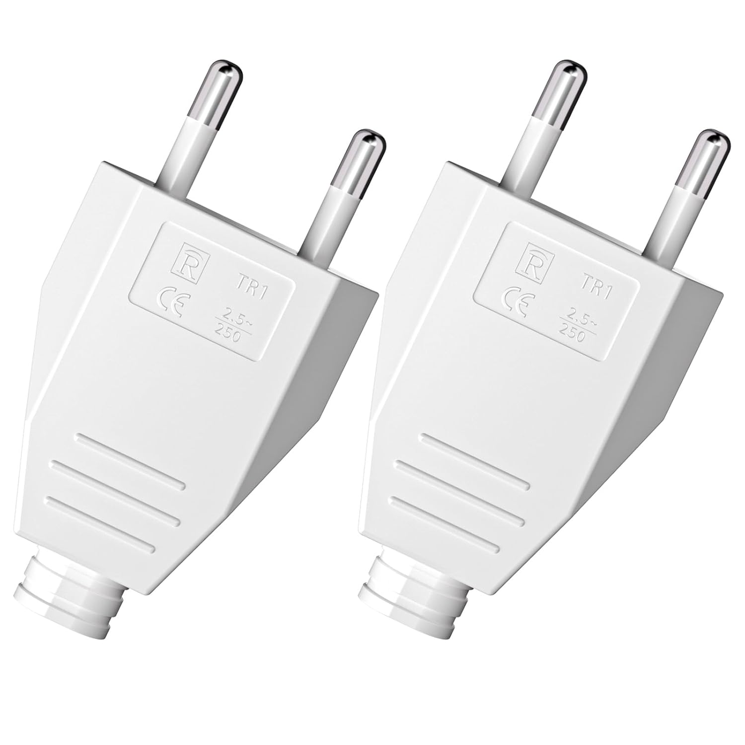 2 Stück Europäischer Flachstecker, Männlicher Elektrostecker 250 V 2,5 A, Euro-schuko-stecker, Dekorativer Haushaltsstecker Für Unterputzmontage Oder Als Ersatz