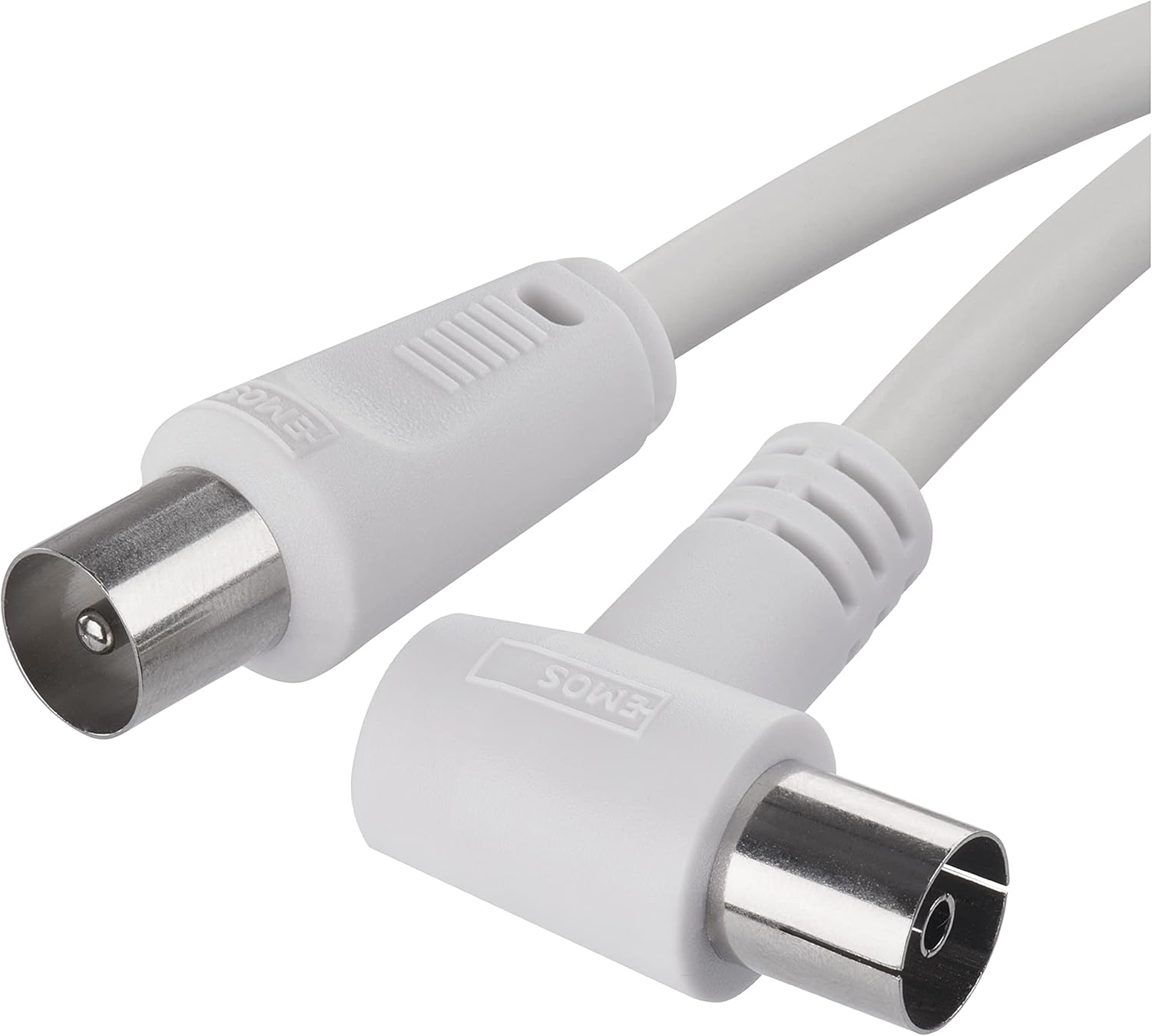 Koaxial-antennenkabel Für Digitalfernsehen, Receiver, Sat - Doppelt Geschirmt, Gerader Stecker Auf Rechtwinklige Buchse (90°)
