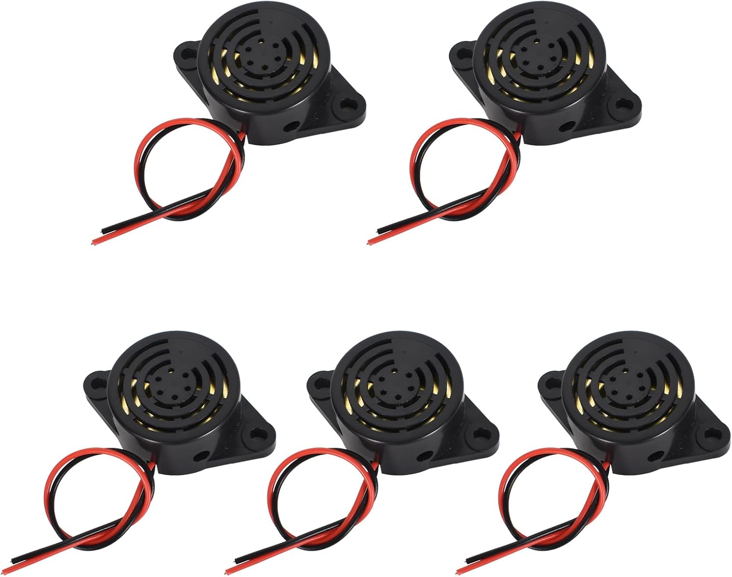 5 Stück Elektronische Alarmsummer, Dc 3–24 V, 85–95 Db, Piezoelektrischer Alarmsummer, 12-v-signalgeber Mit 110-mm-kabel Für Computer, Drucker Und Kopierer