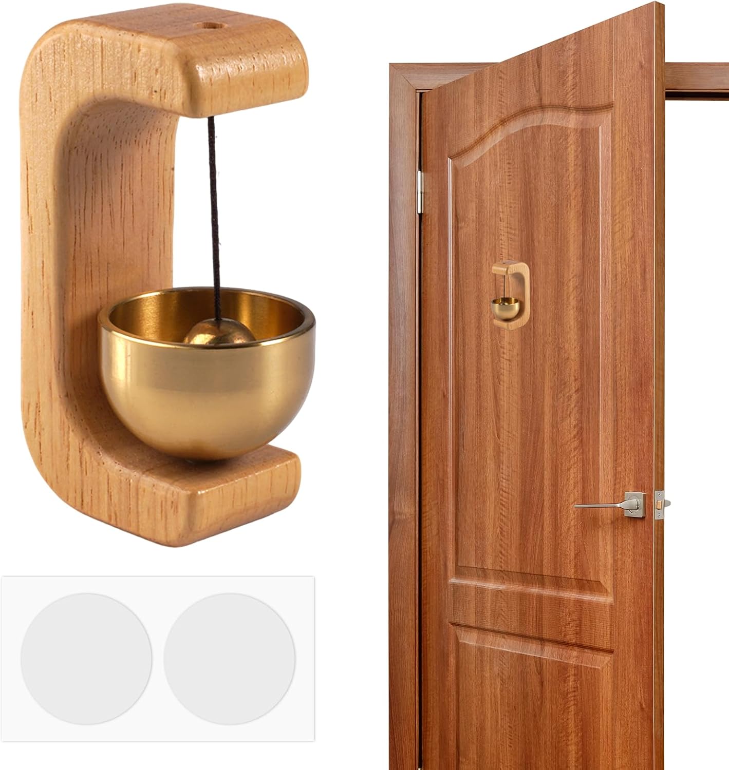 Magnetische Türklingel, Kein Bohren Erforderlich, Magnetische Türklingel Aus Holz, Retro-c-förmige Klingel Mit Doppelseitigem Klebeband, Für Türen, Büros, Geschäfte, Cafés