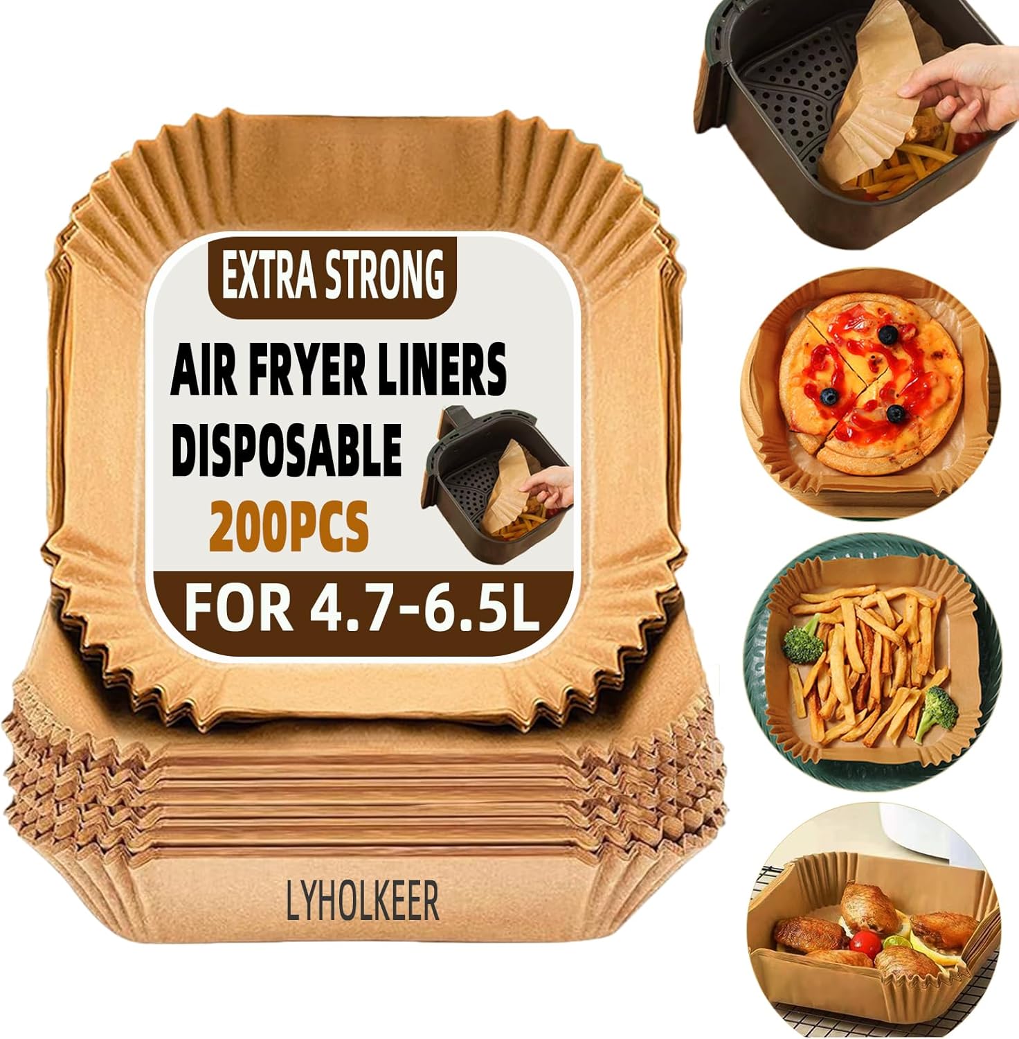 200 Feuilles De Papier Cuisson Heißluftfritteuse Papier-luftfritteuse, Spritzbar, 20 X 20 X 4,5 Cm Für Philips 2000 6,2 L, Ninja Af180eu 6,2l, Moulinex Ez245820 5lantiadhäsiv Und Beständig Gegen Käl