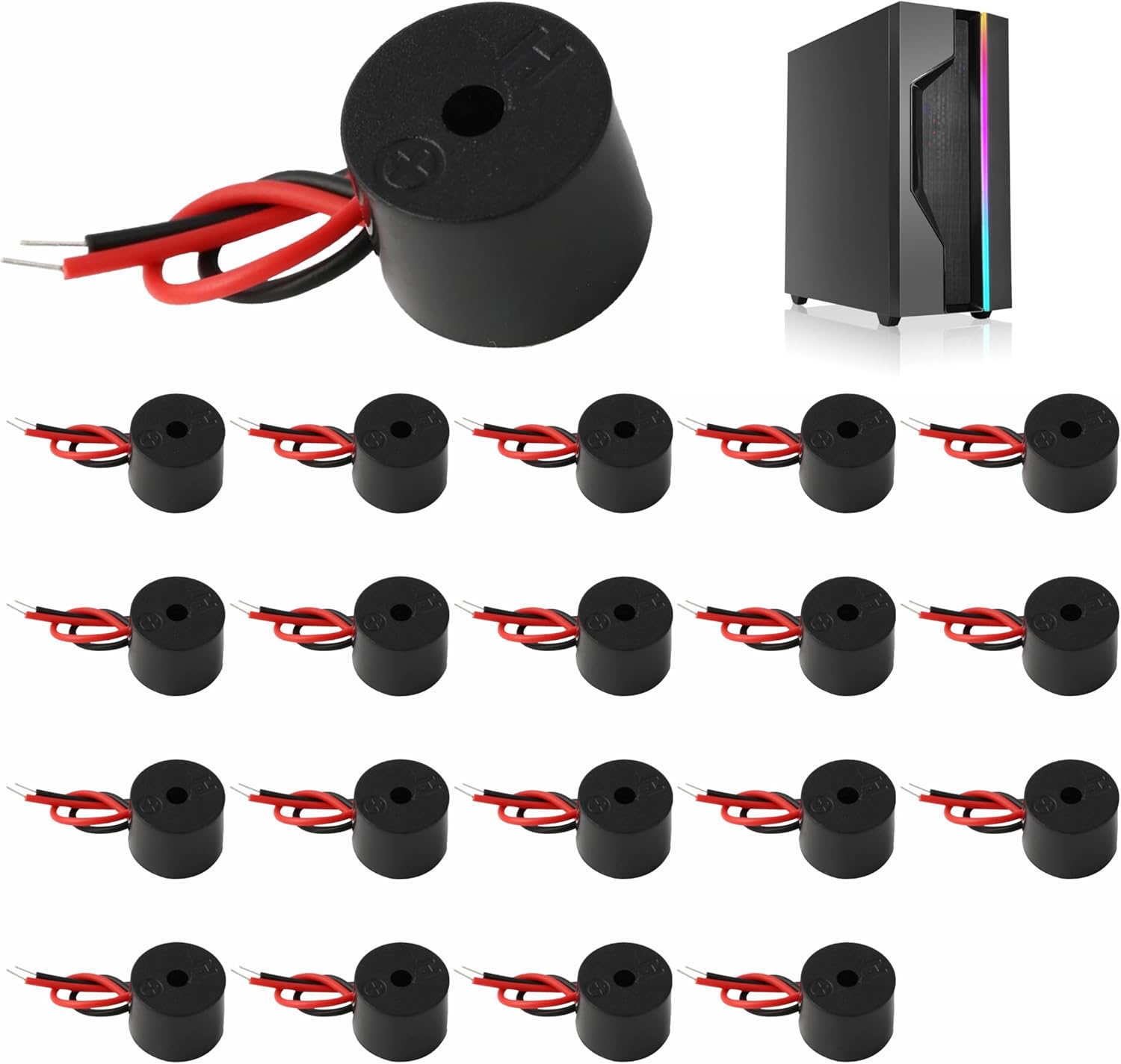 Packung Mit 20 Aktiven Elektronischen Summern, 3 Bis 12 V, Piezo-sockel, 85 Db, 60 Mm Kabellänge, Für Elektronische Geräte, Elektronischer Summeralarm, Akustischer Piepton