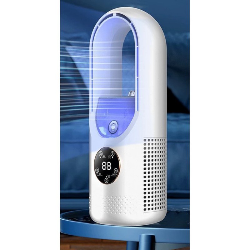 Wk Bladeless Misting Fan – 3-in-1: Kühlung, Belüftung Und Luftbefeuchtung – 6 Geschwindigkeitsstufen – Usb-anschluss – Leiser Betrieb – Timer – Nachtlicht – Kühlmodus
