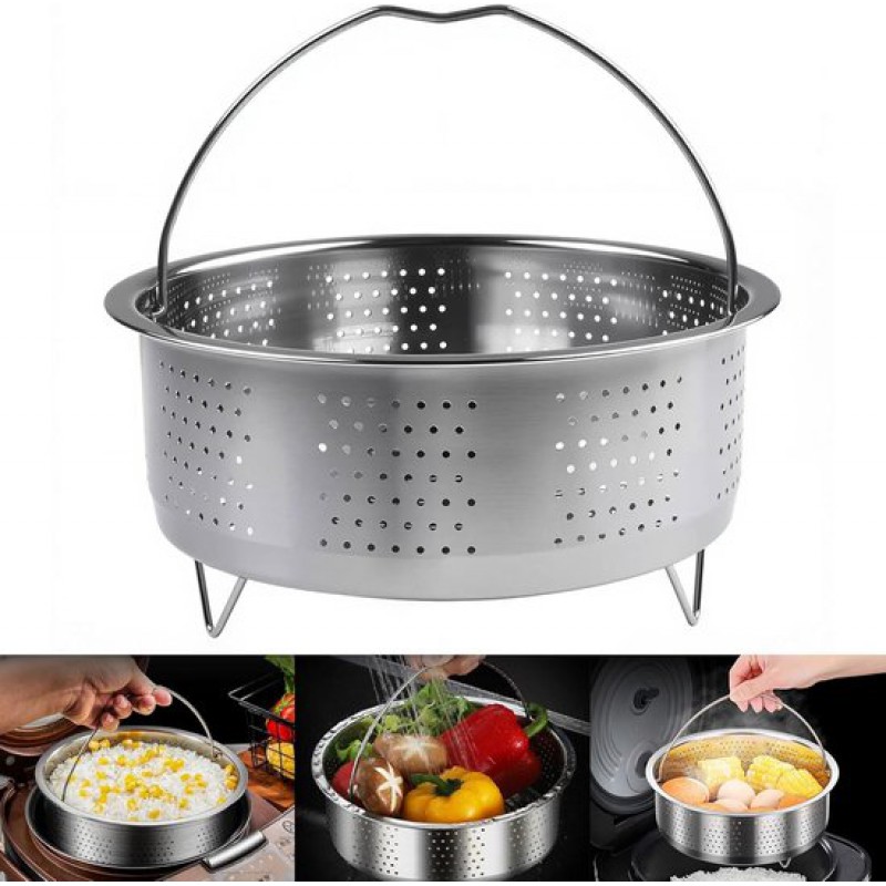 Runder Dampfkorb Aus Edelstahl (20 Cm Durchmesser) Zum Dämpfen Von Gemüse, Obst Und Eiern