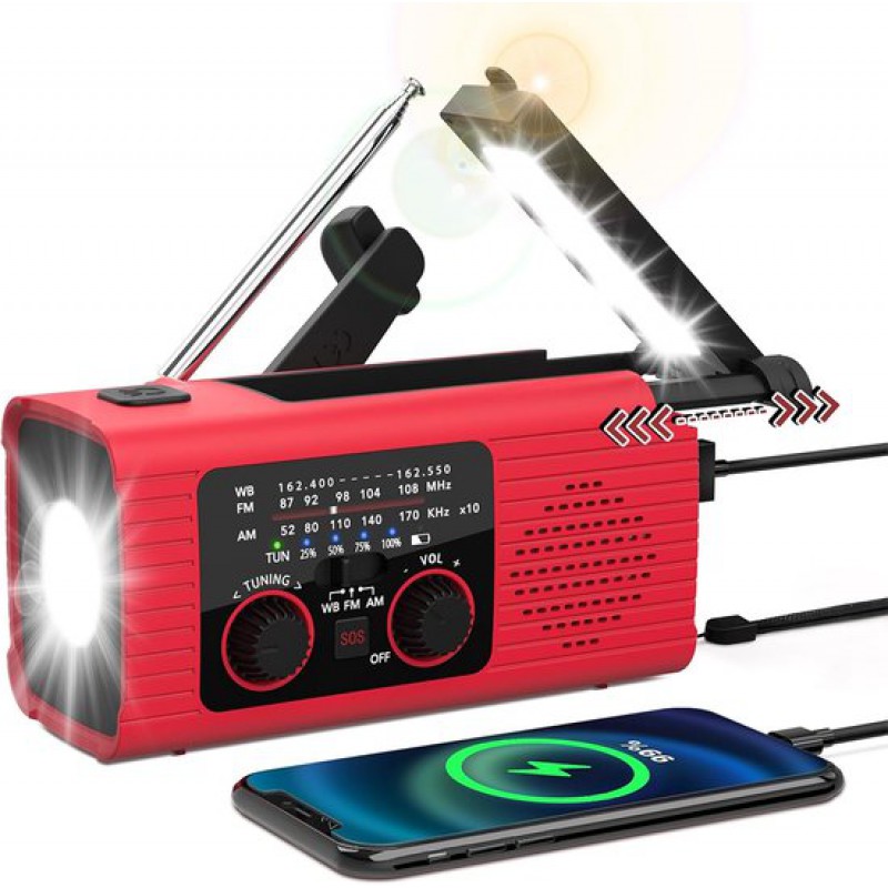 Solarbetriebenes Notfallradio Mit Dynamo Und Akku – Notfallradio – Dynamobetrieben – Externer Akku – Taschenlampe – Fm – Wiederaufladbar – Notfallset – Schwarz