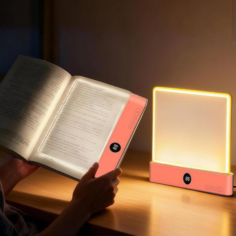 Intelligente Led-leselampe – Schatztruhen-leselampe – Wiederaufladbare, Flache, Transparente Led-leselampe Mit 3 Farben Und Timer – Verstellbare Schreibtischlampe – Die Ideale Lampe