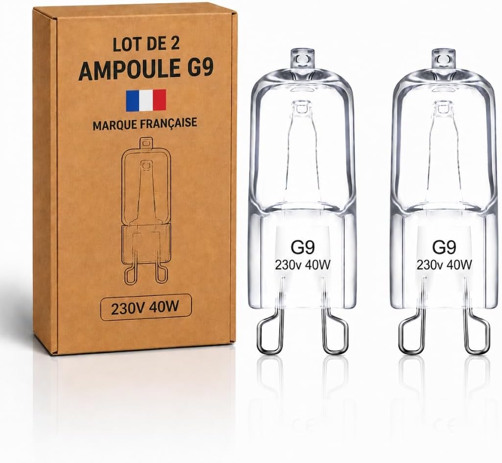 Marque Française - Lot 2 Ampulle G9 Halogen 40w, Ampulle Vier Led 230v, G9 Led Weiß 2700k, Widerstand 300°c, Ampulle Led G9 Verre Transparent, Dimmbar, Kompatibel Neff, Whirlpool, Bosch