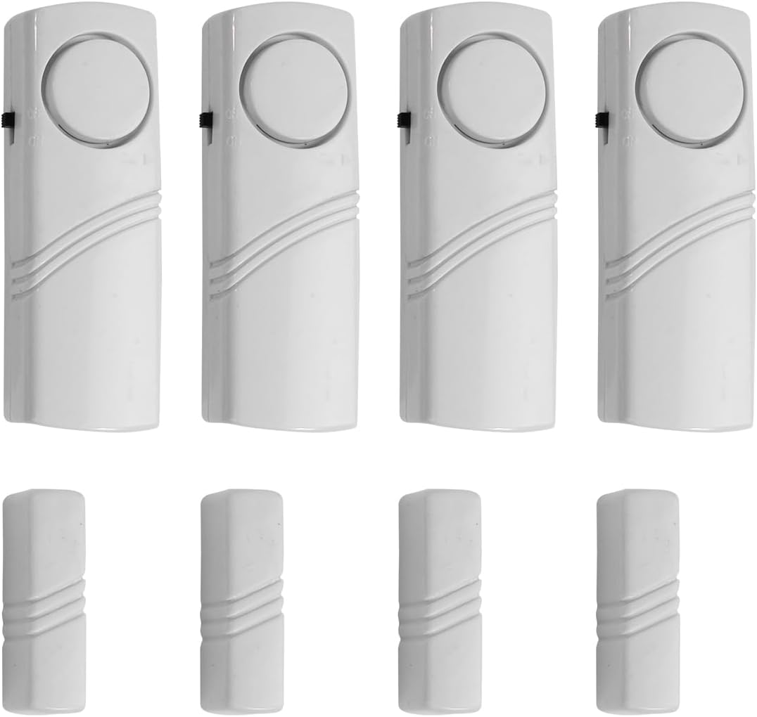 Set Mit 4 Magnetischen Tür-/fensteralarmen, Drahtlosen Sicherheitssensoren, Einbruchmeldeanlage, 120 Db Leistung, Warnmelder Für Garageneinfahrten Und Gartenhäuser