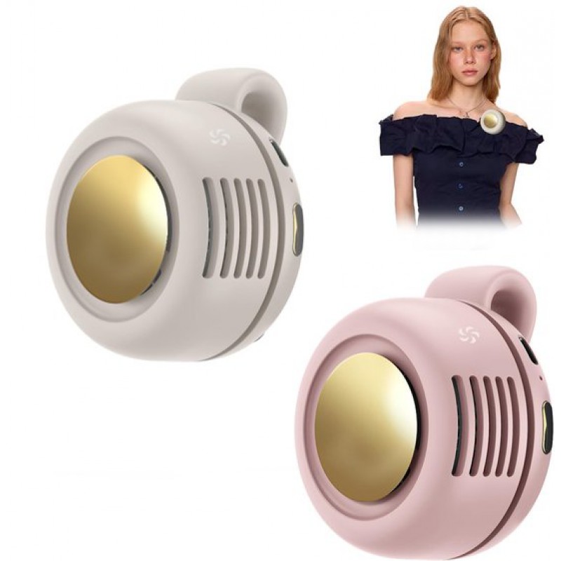 Mini-clip-ventilator (2er-pack) – Tragbarer, Usb-aufladbarer Ventilator, 360° Drehbar – 3 Geschwindigkeitsstufen, Leise Und Ohne Rotorblätter – Rosa-beige