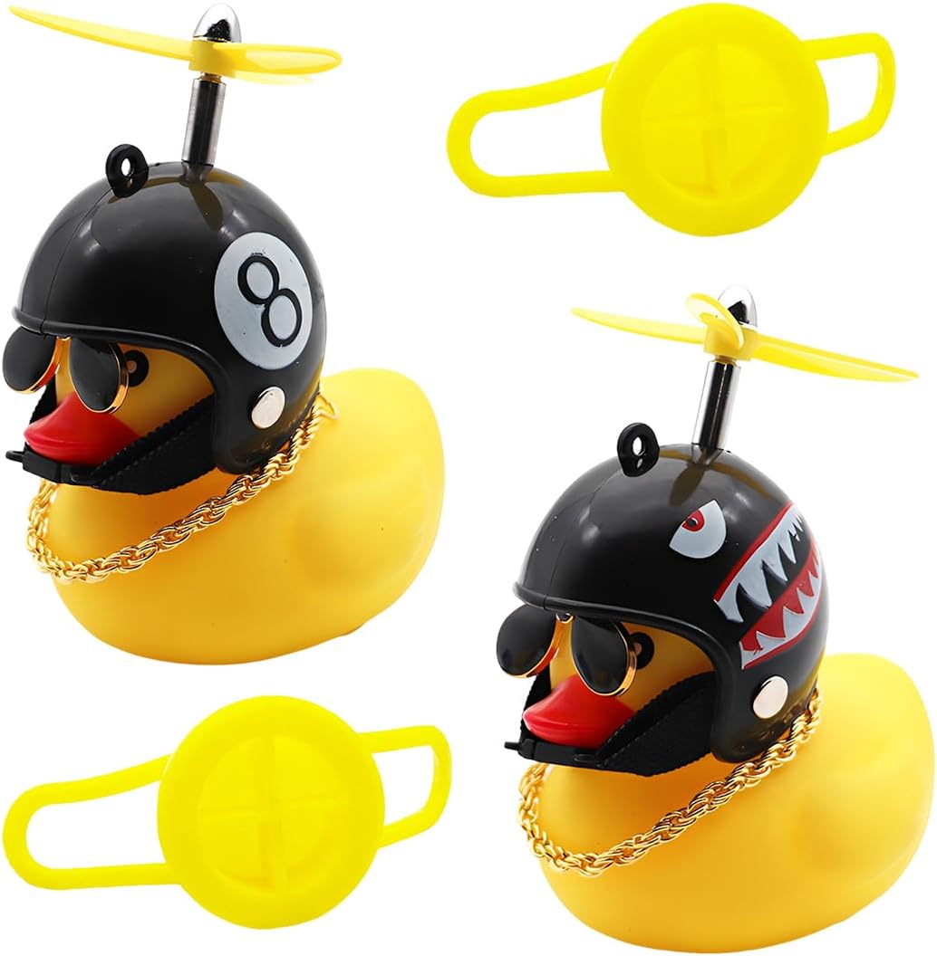 Niedliches 2-teiliges Enten-fahrradhupen-set Mit Helm Und Propeller – Quietschende Ente – Für Kinder – Fahrraddekoration Aus Gummi – Geschenk Für Weihnachten Und Geburtstag