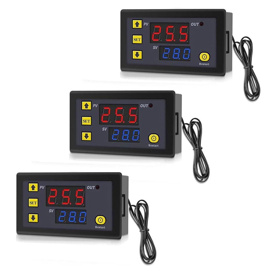 Packung Mit 3 W3230 20 A Dc 12 V Digitalen Temperaturreglern, Digitalem Thermostat, 50-120 ℃ Temperaturschalter Mit 10 K Ntc-sensor.