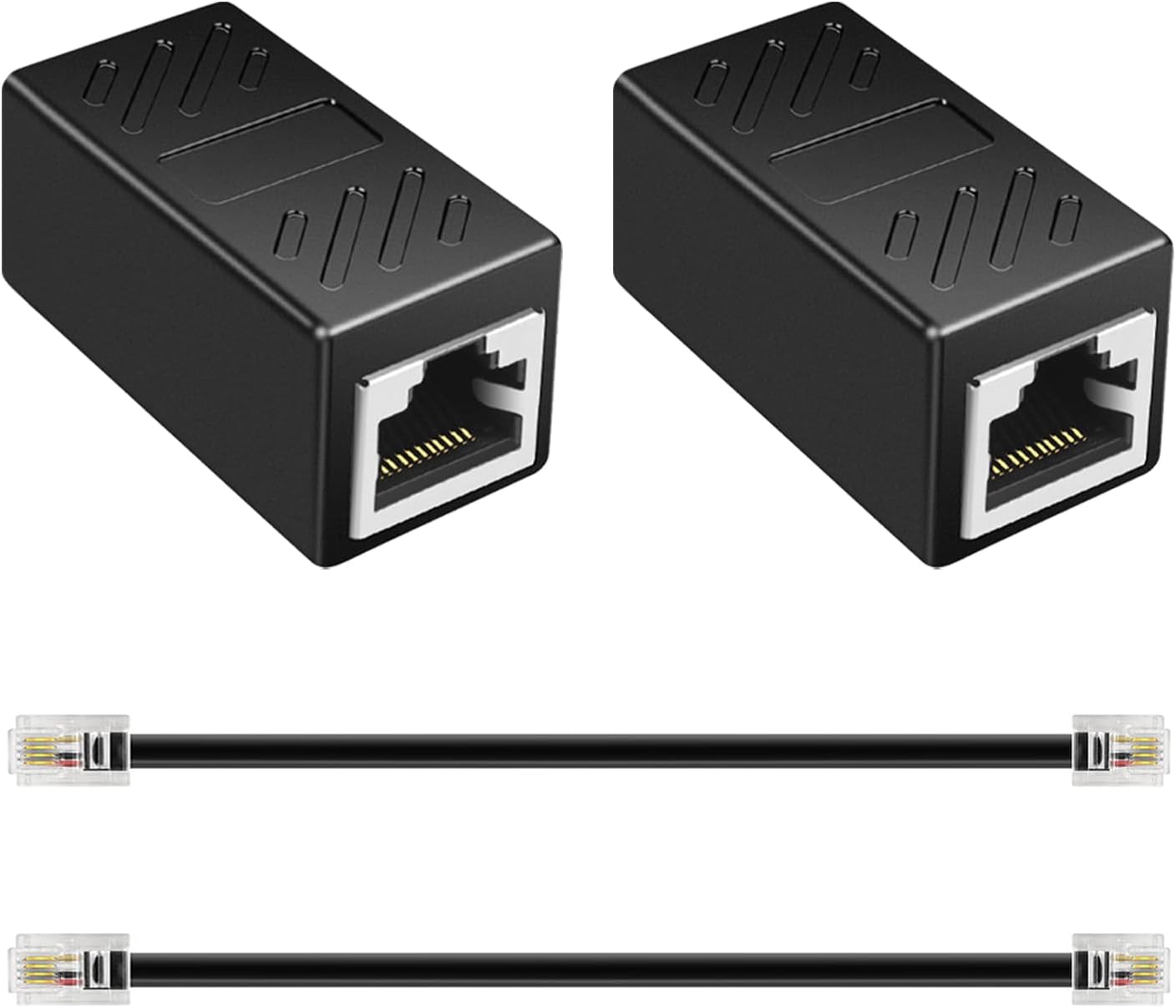 2er-pack Rj45-auf-rj11-adapter, Rj45-adsl-adapter, Rj11-buchse (6p4c) Auf Stecker (8p4c), Telefonkabel- Und Ethernet-koppler Für Telefon, Fax, Videoüberwachung, Adsl-modem