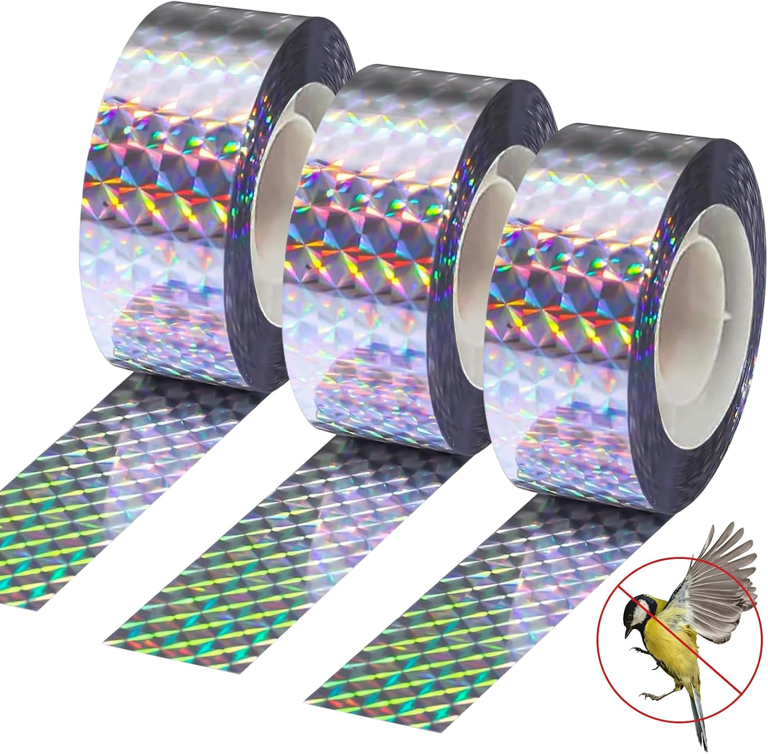 Taubenabwehrband, 3 Rollen, 80 M X 2,4 Cm, Doppelseitiges Reflektierendes Vogelabwehrband, Vogelscheuche Für Den Außenbereich, Taubenabwehrstreifen Für Balkone, Gärten, Dächer Und Obstbäume