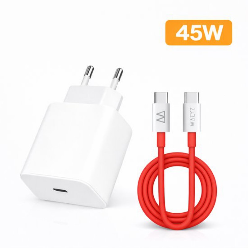 45-w-schnellladegerät-adapter + 1 M Usb-c-auf-usb-c-kabel (65 W) – Universelles Typ-c-ladegerät – Waeyz Ultra-schnellladegerät