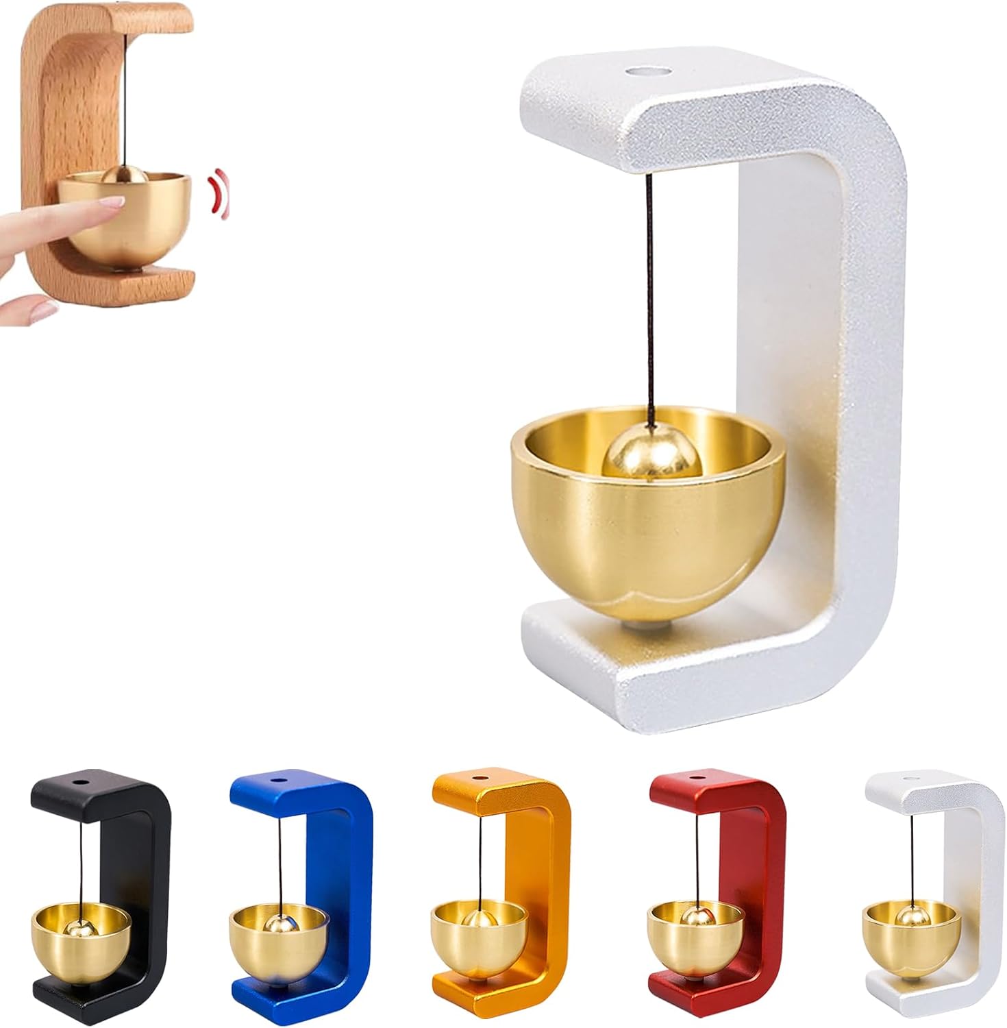 Magnetische Türklingel Ohne Bohren – C-förmiges Windspiel – Türklingel Für Ladenbesitzer – Magnetische Türklingel Aus Holz – Hängende Klingel Für Garten, Veranda Und Haus – Weiß