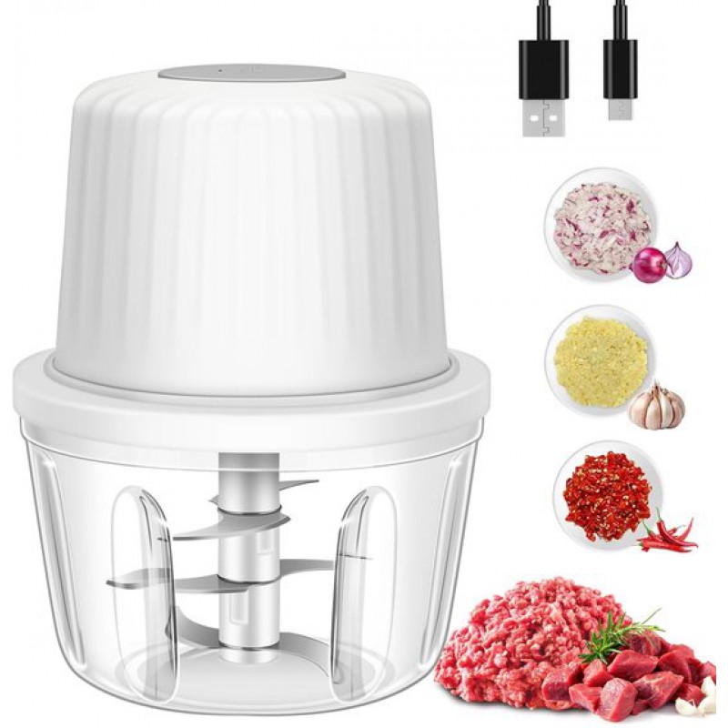 Elektrischer Knoblauchzerkleinerer (400 Ml) – 6-klingen-knoblauchmühle, Mini-gemüsezerkleinerer – Tragbarer Usb-küchenprozessor Für Ingwer, Chili Und Obst
