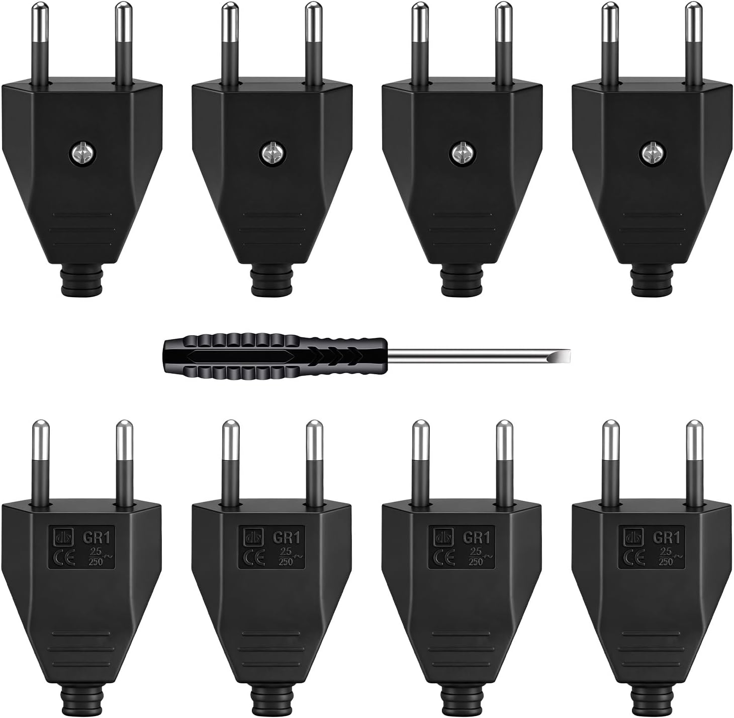 8 Stück Prize Electrique Male 250v 2.5a, Fiche Male Prize Electrique In Matériau Pp, Fiche Électrique Mâle Avec Tournevis, D'Alimentation Domestique Décorative À Encastrer Or À Replacement