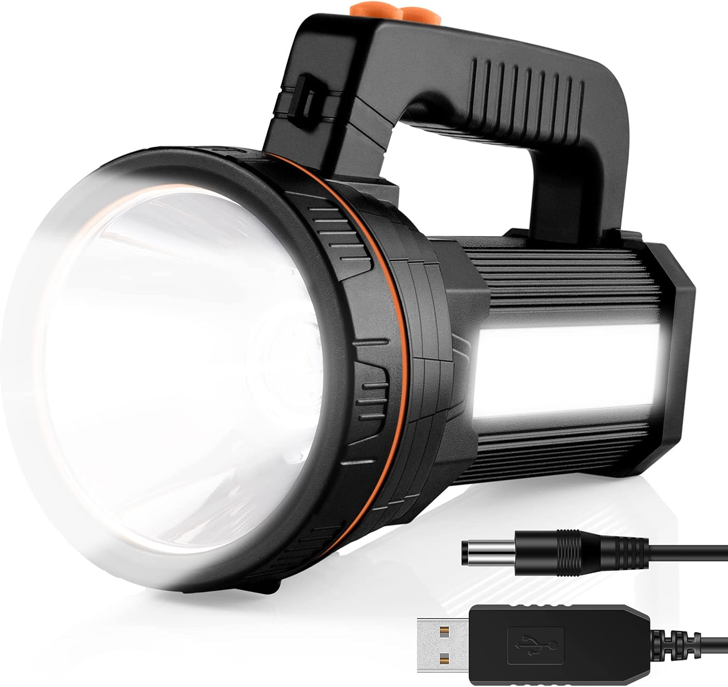 Taschenlampe, Wiederaufladbar, Tragbar, Leistungsstarke Led-taschenlampe, 9000 Mah, 7000 Lumen, Mit Seitlicher Beleuchtung, Usb-aufladung, Aufladen Des Telefons