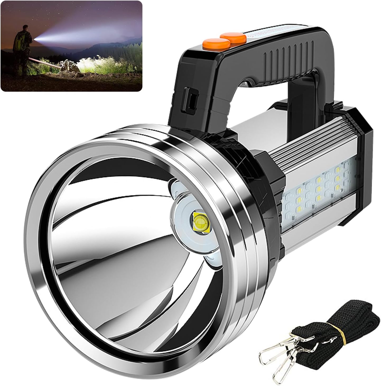 Ultraleichte Wiederaufladbare Led-taschenlampe, Wiederaufladbare Taschenlampe Mit 10.000 Mah, 2.000 Lm, Reichweite Von 800 M, 6 Beleuchtungsmodi, Ipx4, Ultraportabel Für Camping, Radfahren, Wandern