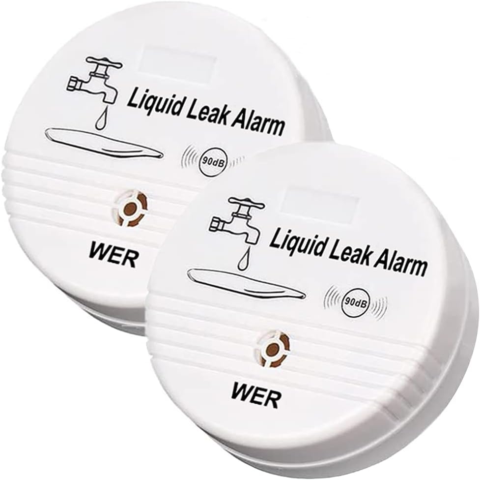 Wasseralarm, Alarmanlage Bei Pfählen, Wassermelder 90 Db Für Solaranlagen, Badezimmer, Gebäude, Küchen, Garagen Und Zonen Im Büro (expédié Sans Batterie, Lot De 2)
