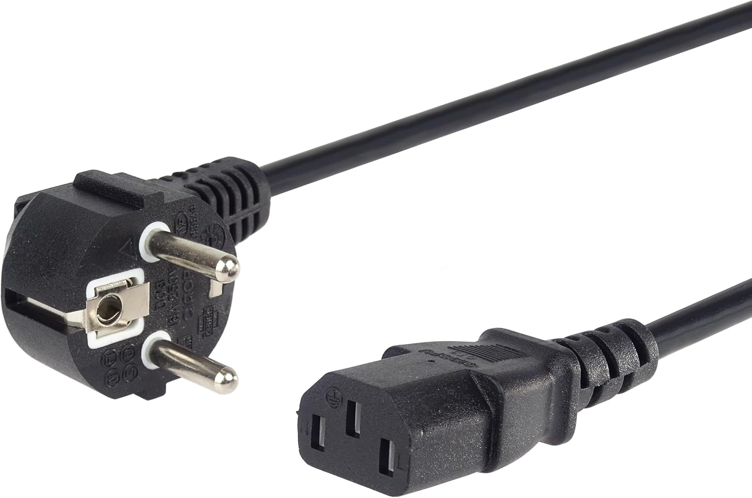 230-v-netzkabel, 3 M, Netzkabel Mit Abgewinkeltem Erdungskontakt Für C13-stecker, Iec 3-poliger Pc-netzanschluss C13, Schwarz