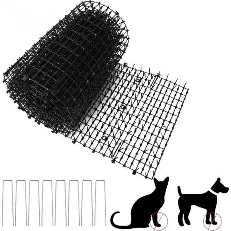 Katzenabweisende Matte 2 M X 0,3 M, Anti-grab-klebestreifen - Inklusive 8 U-förmiger Spikes, Abweisende Matte Für Den Außenbereich Für Katzen Und Hunde, Ideal Für Gärten Und Zäune (schwarz)