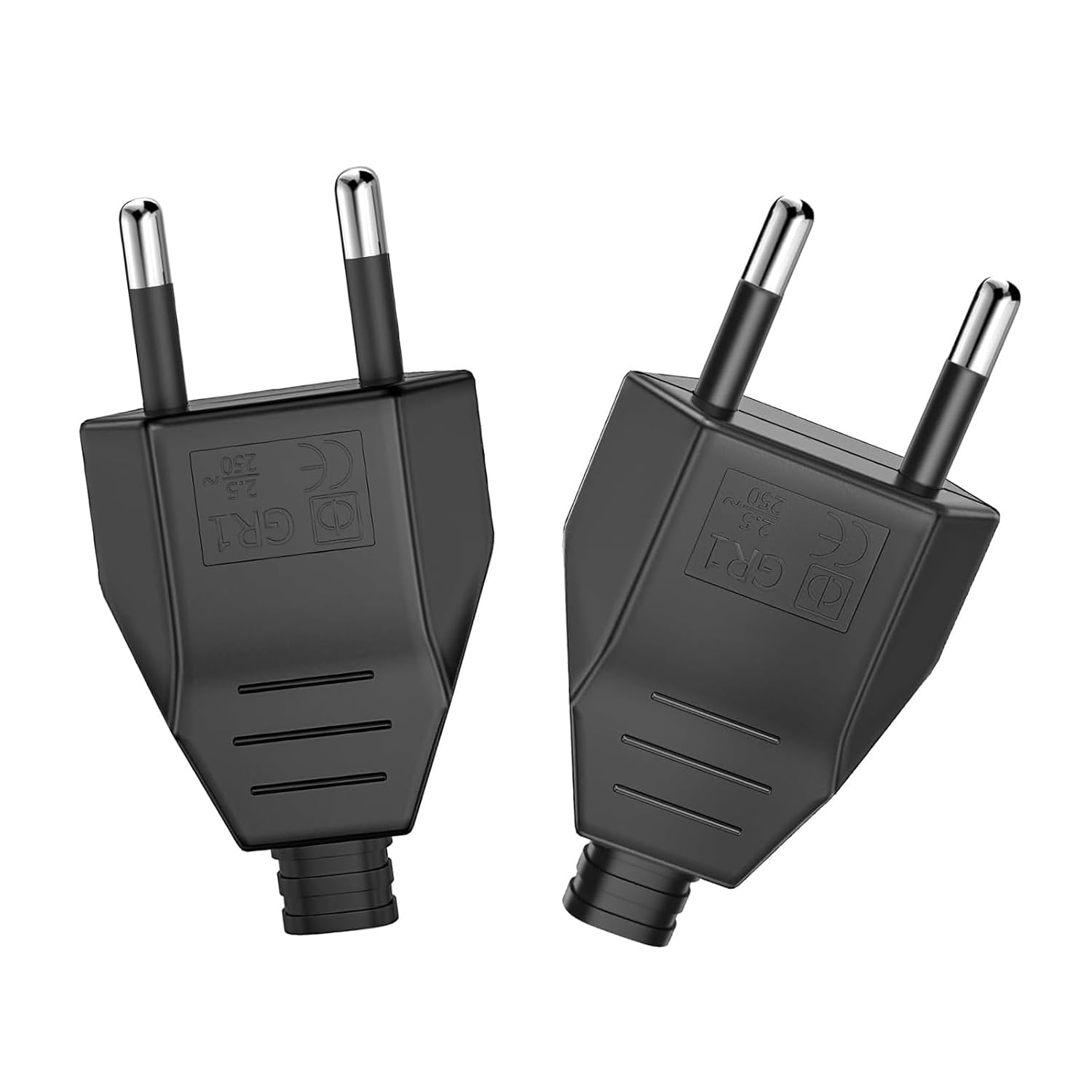 2 Stück Fiche Européenne Plate, Prize Electrique Male 250v 2,5a, Fiche Euro Schuko Fiche D'Alimentation Domestique Décorative À Encastrer À Remplacer (schwarz)
