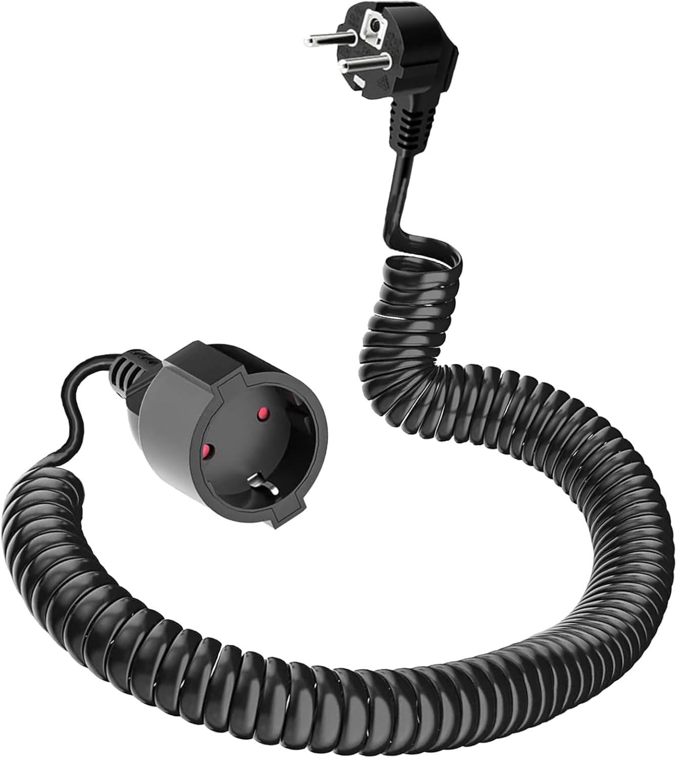 Rallonge Spirale Schuko À Contact De Protection, Kabel Ausziehbar 0,9 M Bis 5 M Max, Ip20 (230 V/16 A), 3 X 1,0 Mm², Schwarz