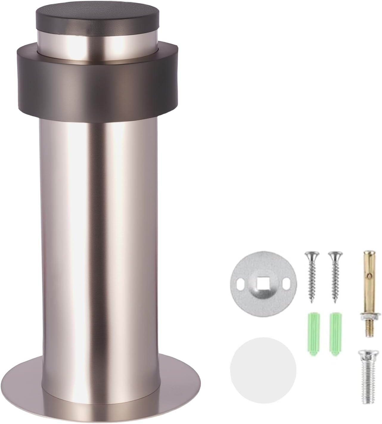 Türstopper Aus Edelstahl, Türblock Aus Metall, Mit Gummipuffer, Schrauben Und 3m-klebeband, 3 Montagemöglichkeiten, Für Alle Hartböden (silber, 6 Cm)