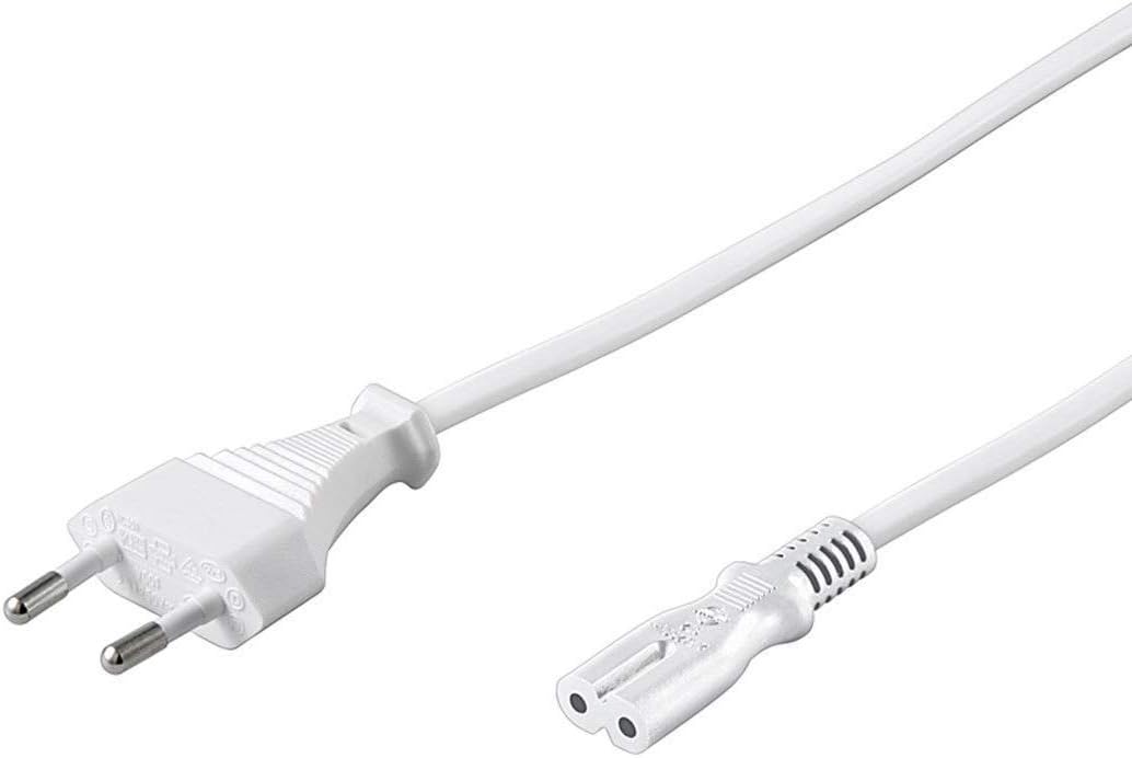 230-v-netzkabel, 2 M, Für Pc/monitor/tv/usv, Mit Europäischem C7-stecker (2-polig), Iec 320, Gerade, Weiß