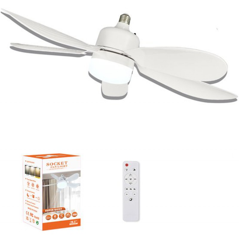 Deckenventilator Mit Fernbedienung – Schraub-deckenventilator Mit Dimmer – Dreifarbige Deckenleuchte Für Schlafzimmer, Wohnzimmer, Küche, Garage – Esszimmer – Weiß – 52 X 17 Cm