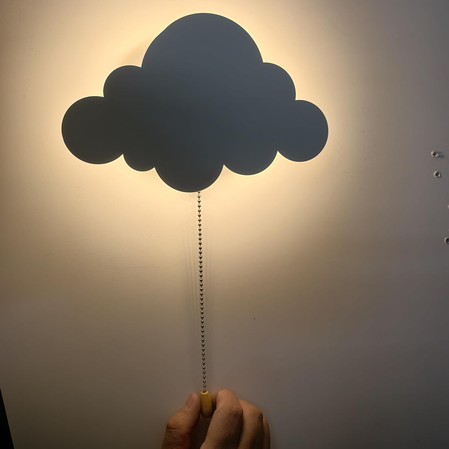 Wandleuchte Led Enfant 5w Nuage/etoile Wandleuchte Led Veilleuse À Tirette Lumière Chaude Douce, Doppelte Stromversorgung Usb/pfähle, Fer Blanc Pour Chambre Bébé, Vortrag, Dekoration (nuage)