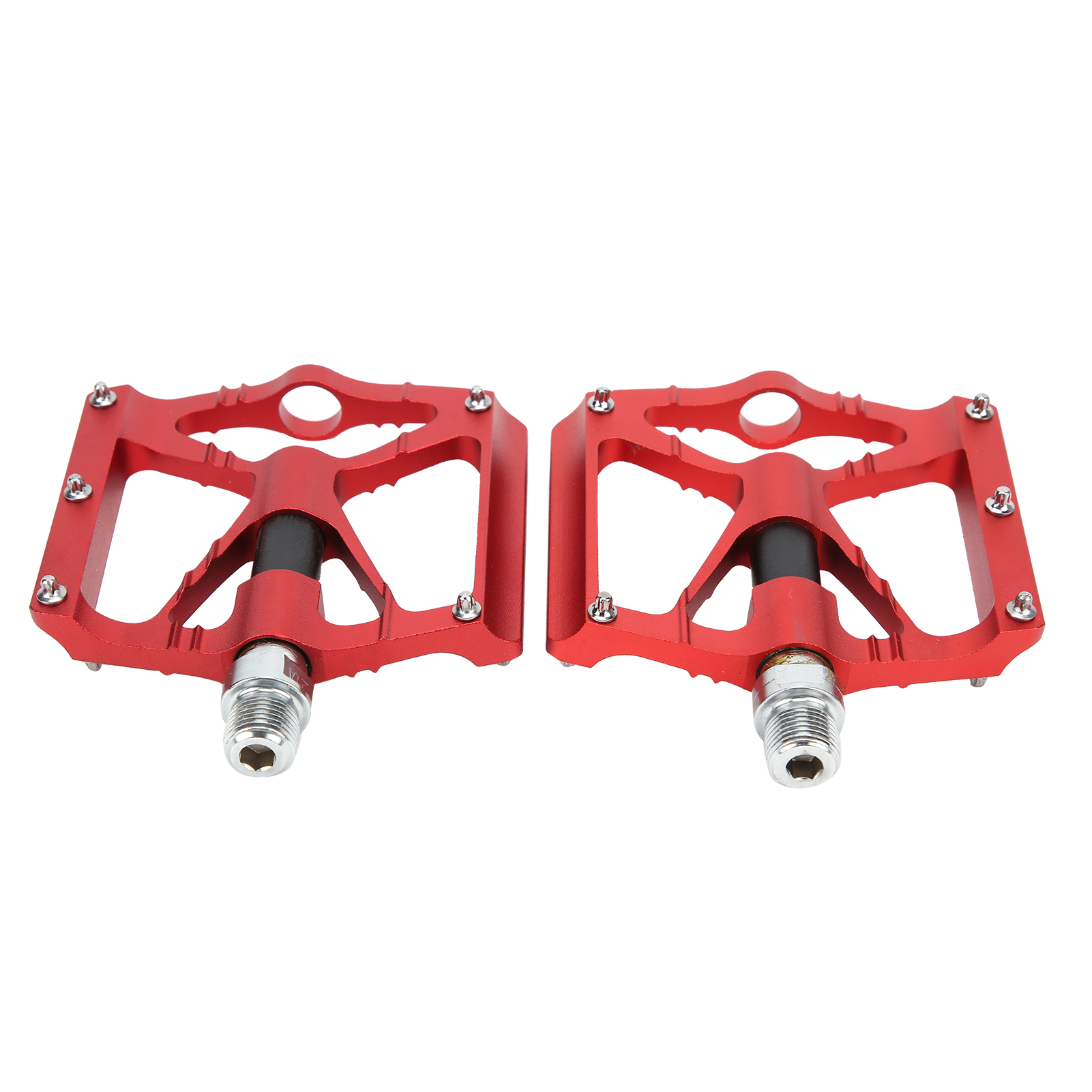 Set Aus 2 Leichten, Flachen, Roten, Rutschfesten Mountainbike-pedalen Aus Aluminiumlegierung.