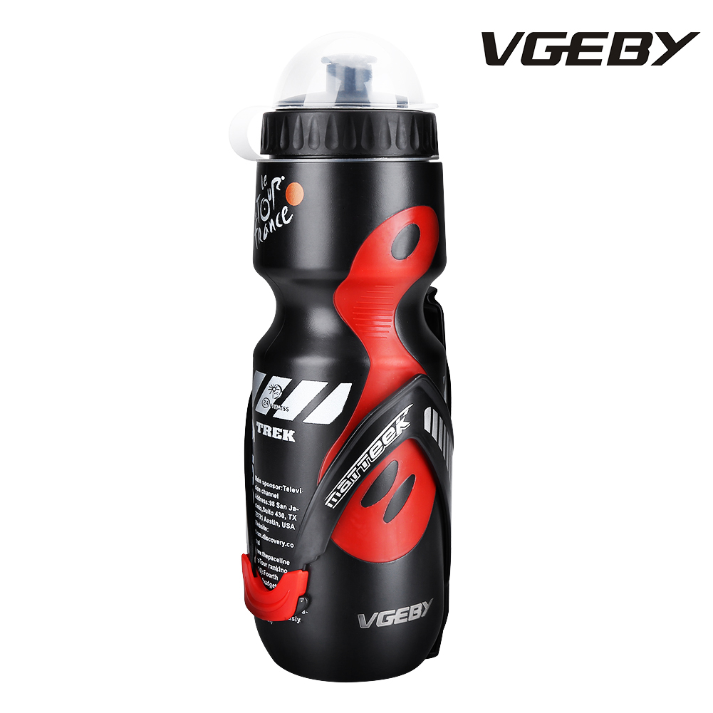 650-ml-trinkflasche Mit Flaschenhalter Für Mountainbiker (schwarz Und Rot)