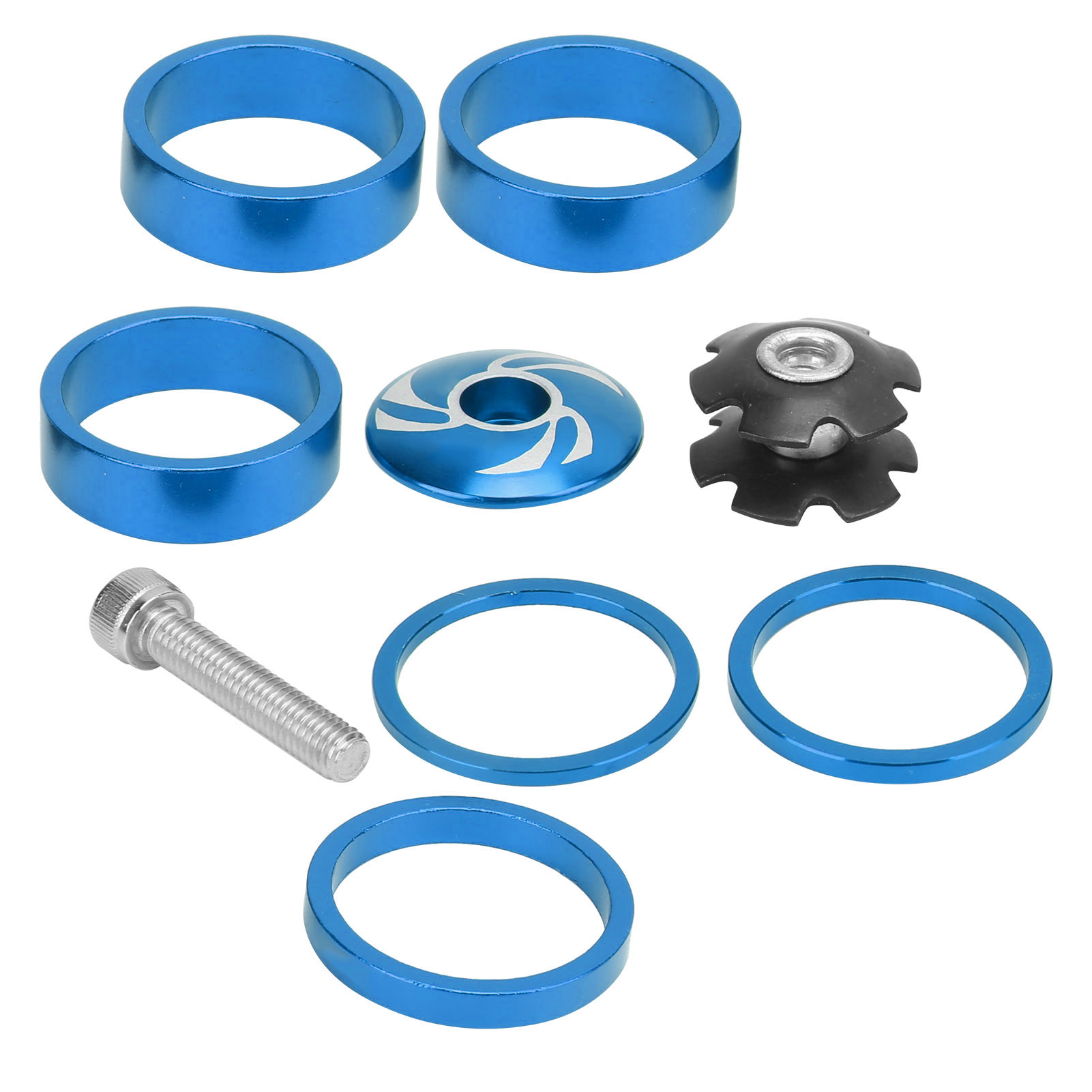 Satz Mit 6 Lenkkopf-distanzstücken Aus Aluminiumlegierung Für Mountainbikes (blau).