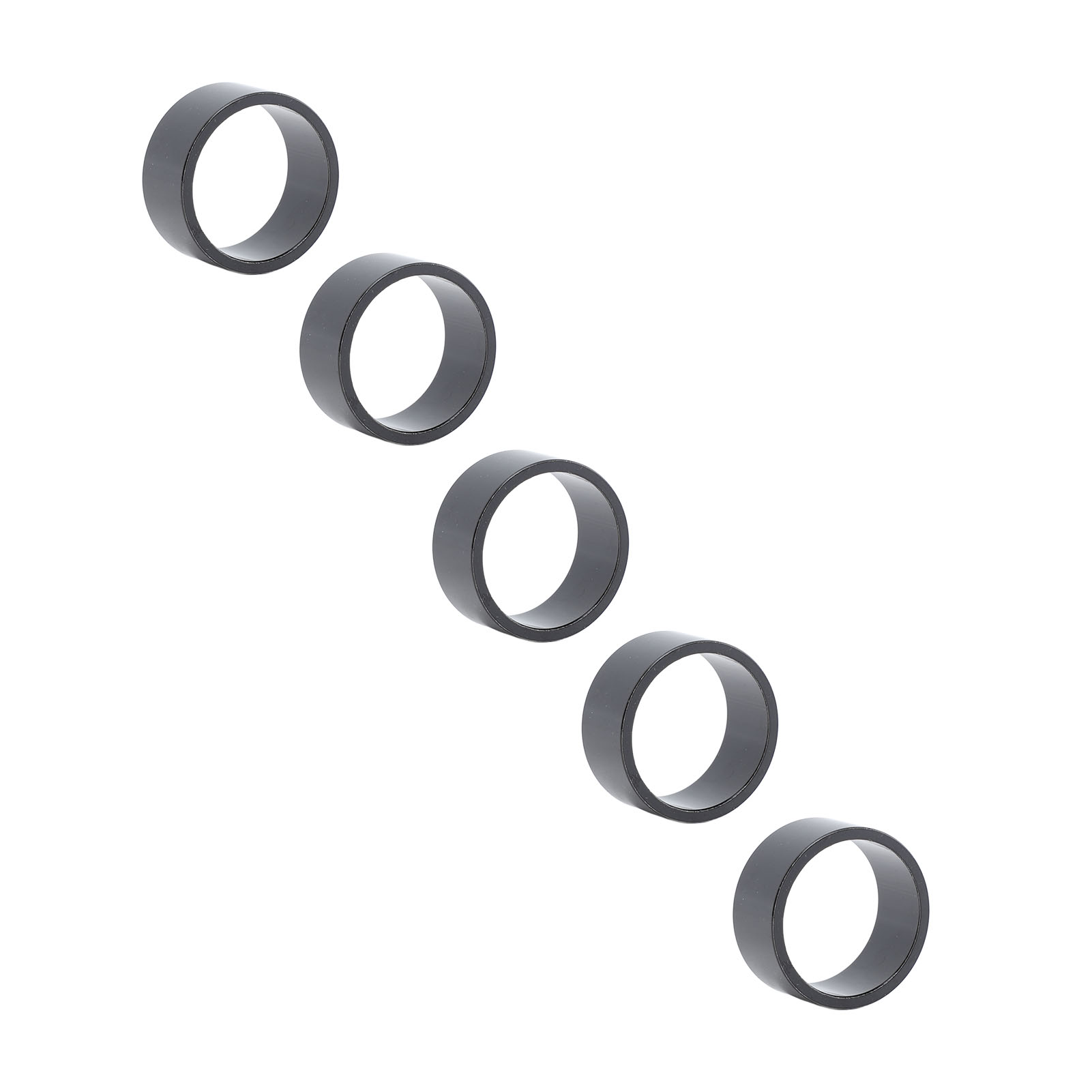 Set Aus 5 Fahrradlenker-distanzstücken, Ohne Gewinde, Aus Aluminiumlegierung, Kompatibel Mit 28,6 Mm Gabeln (dicke: 15 Mm, Schwarz).
