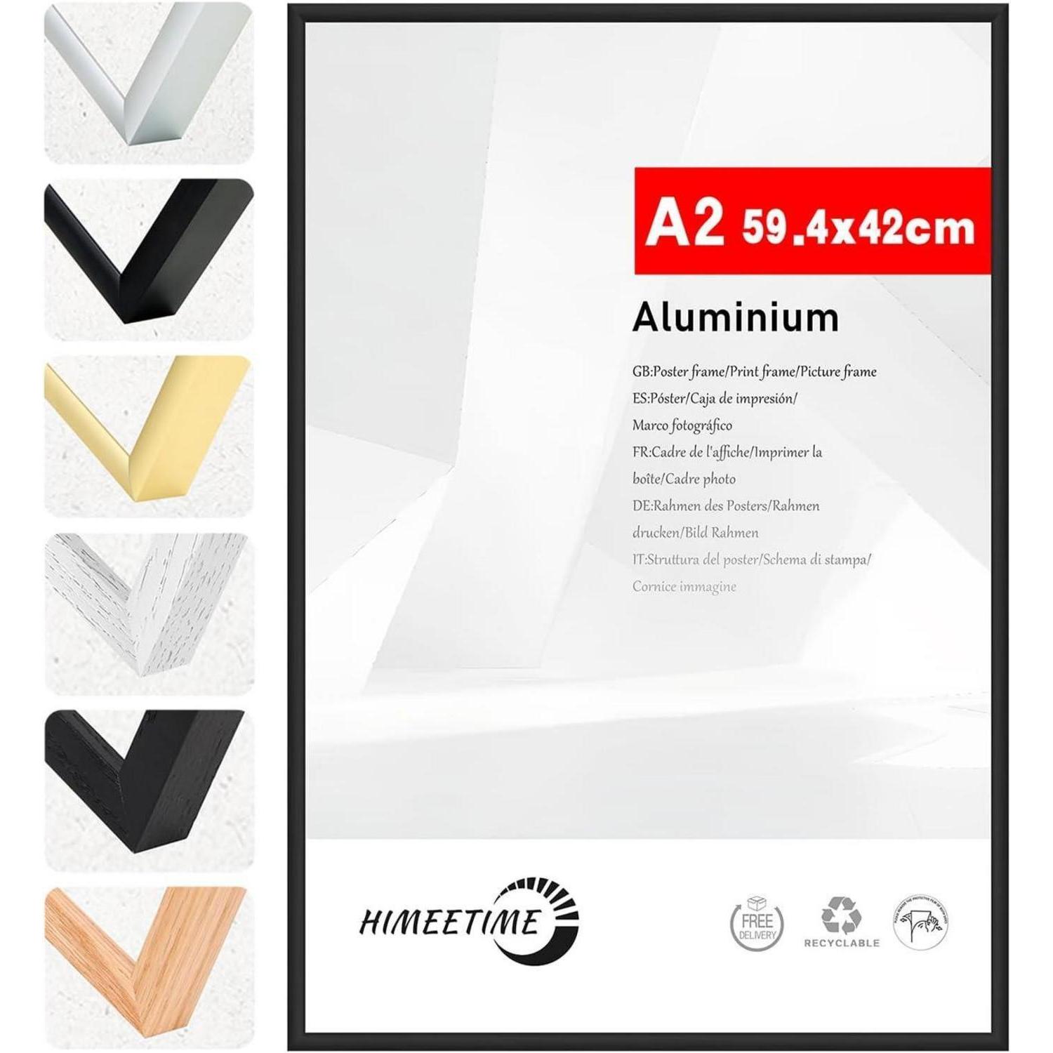 Bilderrahmen Metall Dokumentenrahmen Alu Schwarz A2(42x59.4cm) 1x