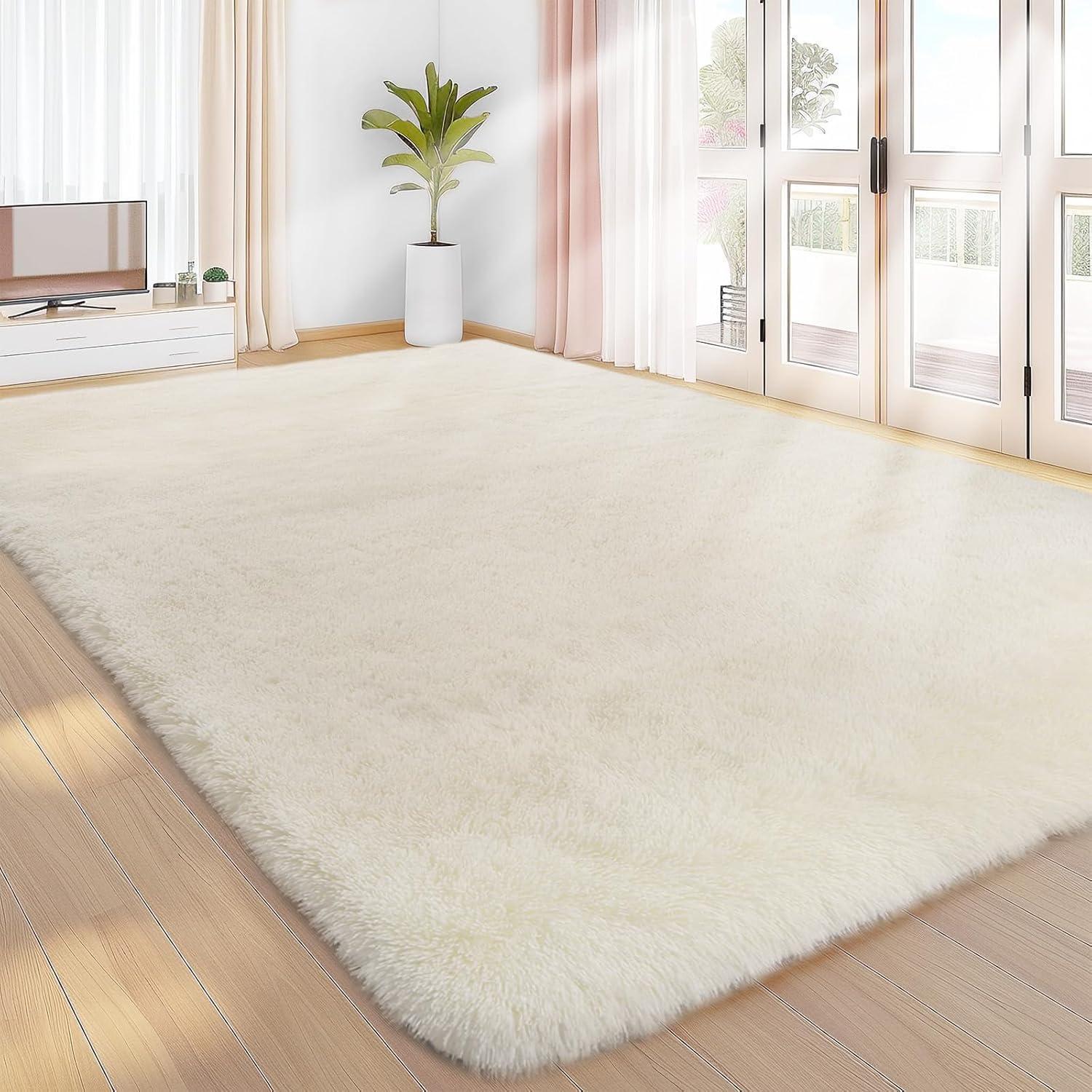 Teppich Hochflor Braun Waschbar Creme 300 X 425 Cm (rechteckig)