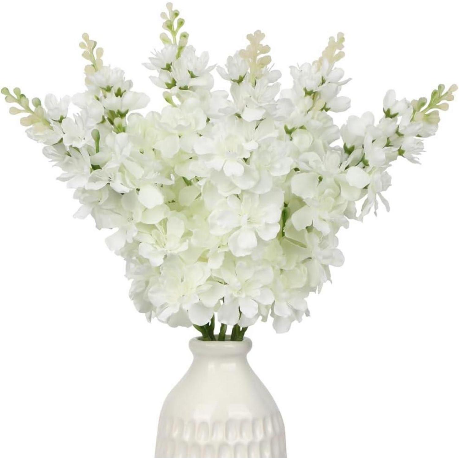 6er-set Künstliche Rittersporn Delphinium Weiße Kunstblumen Dekoration