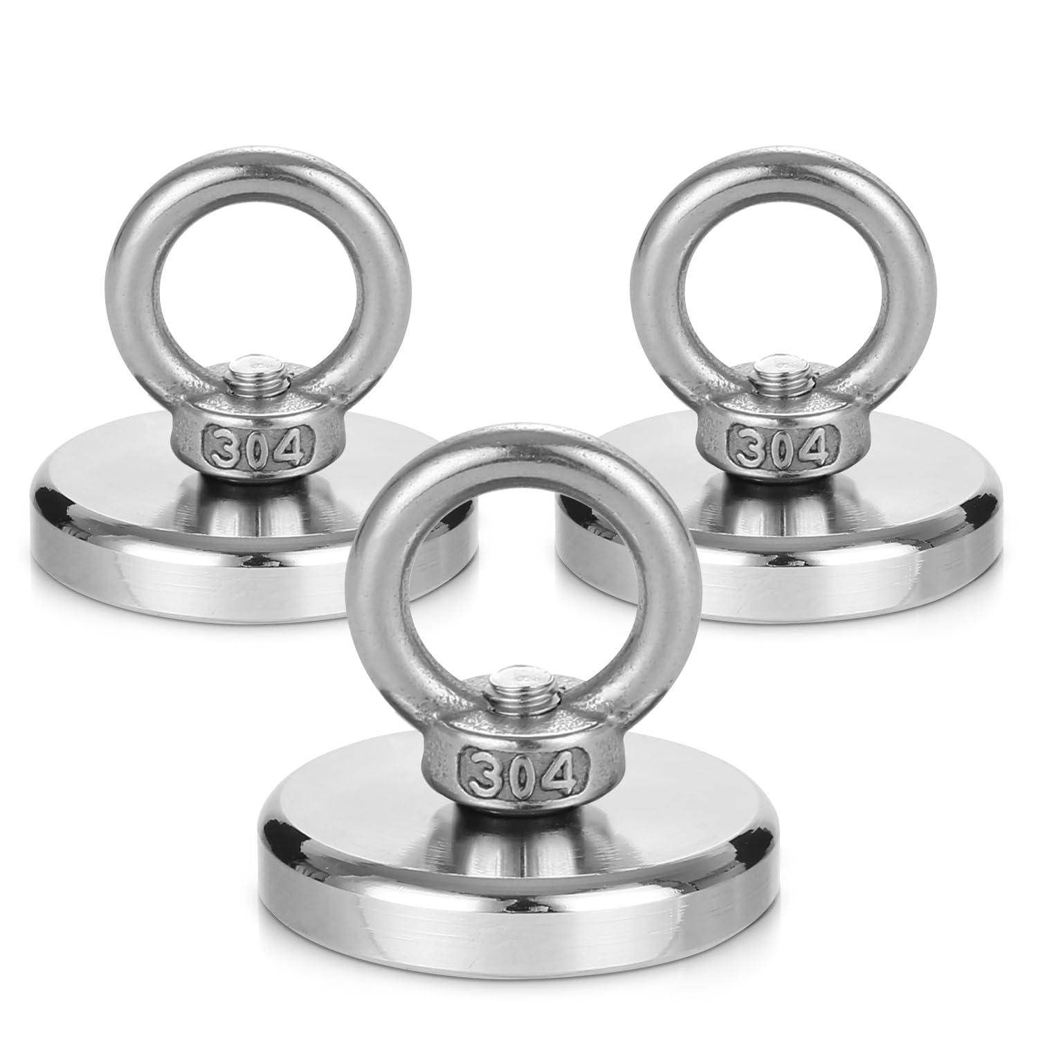 Aimants Puissants De 50 Kg, 42 Mm De Diamètre, Aimant Néodyme, Lot De 3, Aimants De Pêche Ultra-puissants Avec Œillets Pour La Pêche À L'Aimant, La Rénovation D'Étangs, La Maison, Les Lacs Et Les Pelo