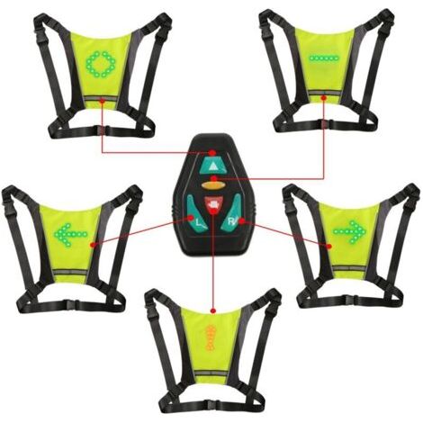 Led-blinkerweste, Reflektierende Led-weste Mit Richtungsanzeige: Fernbedienung, Blinker, Usb-aufladbar, Einfache Montage Für Fahrradwarnleuchten – Fluoreszierende Farbe