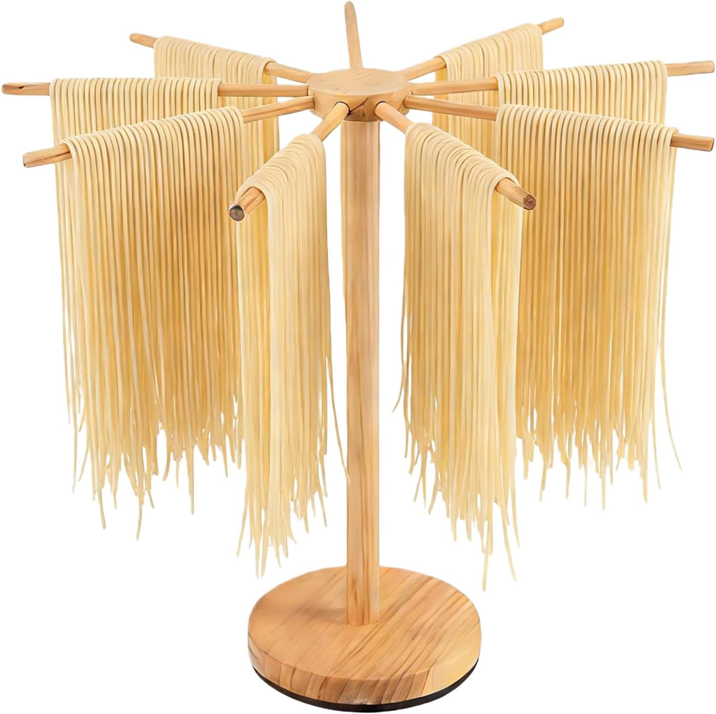 Séchoir À Pâtes En Bois, Pliable, Avec 9 Bras Amovibles Et Base Pivotante, Support Stable Pour Suspendre Les Pâtes Et Nouilles Artisanales, Capacité De Charge Maximale 4,5 Kg