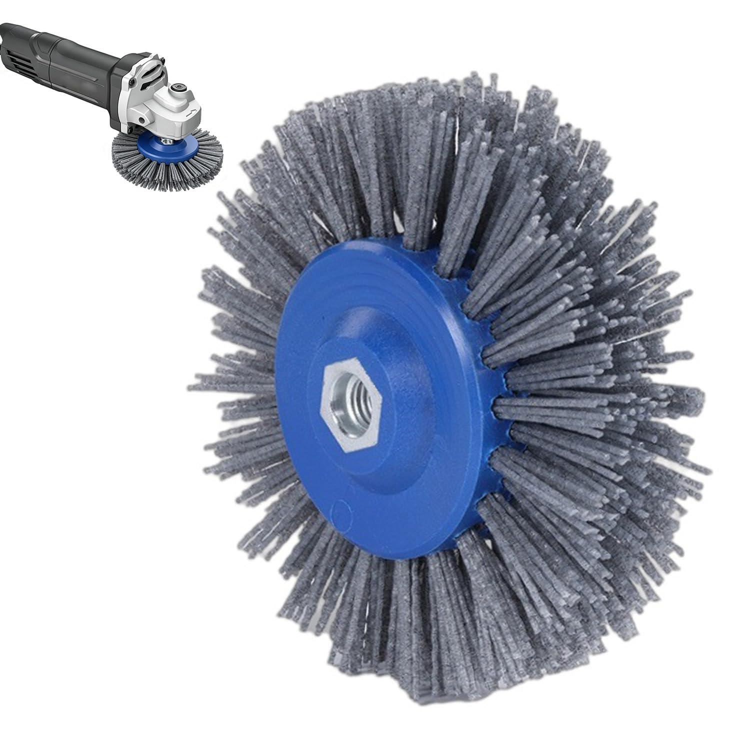 Brosse En Nylon M14, Grain 120, 150 Mm, Brosse À Meuler, Brosse Ronde Pour Meuleuses D'Angle, Brosse Texturée De 1,1 Mm, Brosse À Polir Pour Bois Et Métal, Disque À Tréfiler Pour Machines À Finition S