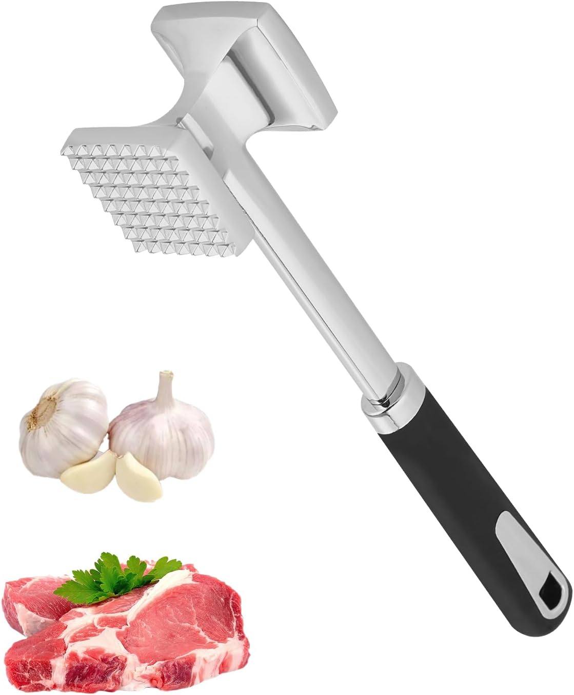 Attendrisseur À Viande En Acier Inoxydable, 27 Cm, Double Face, Revêtement Antiadhésif, Pour Steaks, Escalopes, Porc Et Poulet