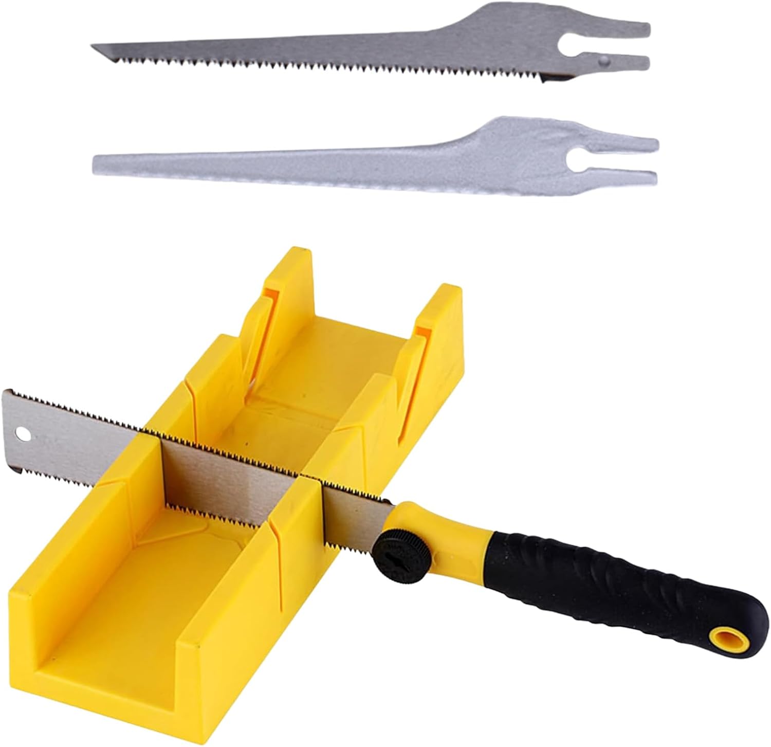Coffret À Onglets 4 Pièces Avec Jeu De Scies Japonaises, Gabarit De Fermentation Avec Scie Pour Bois Et Plastique, Robuste, Angles De Coupe : 0°, 22,5°, 45° Et 90°, Jeu De Scies À Main Avec 3 Lames Po