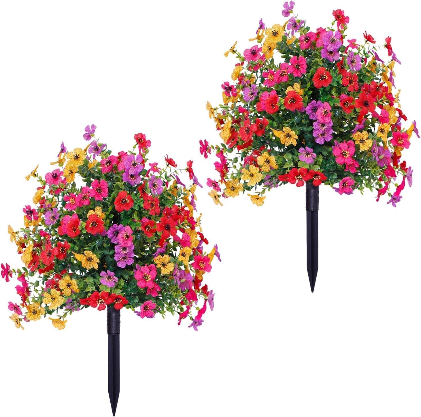 Lot De 2 Boules De Buis Artificielles Avec Piquet, 58,4 Cm, Arbustes Et Fleurs Artificielles Résistants Aux Uv, Pour Pots De Fleurs, Mariages, Balcons, Jardins, Terrasses, Porches, Décorations Printan