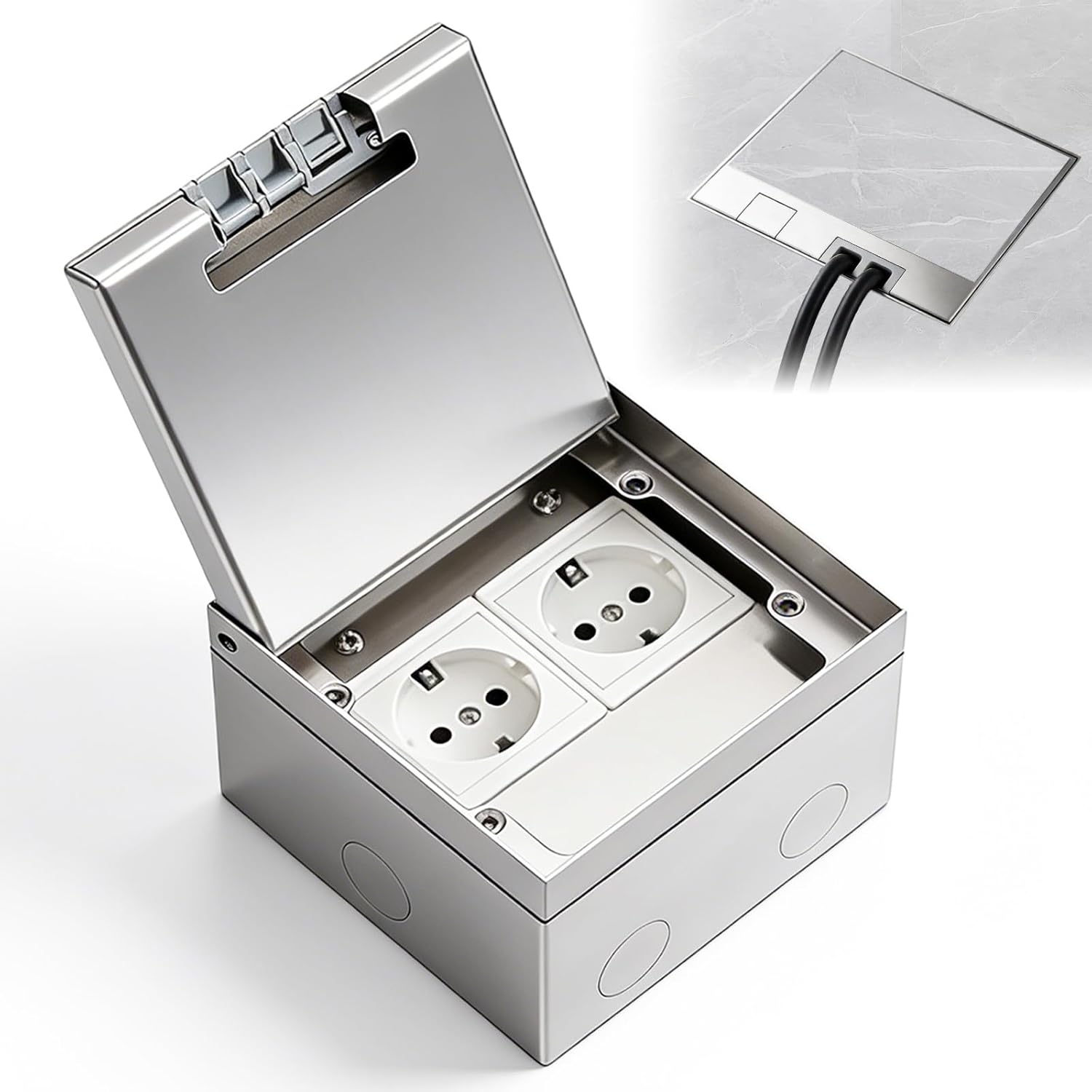 Prise De Sol, 16 A Ac250 V 4000 W, Acier Inoxydable, Étanche, Pour Installation Au Sol, Prise Encastrée, Prise Électrique De Sol Pour Cuisine, Salon, Bureau (2)