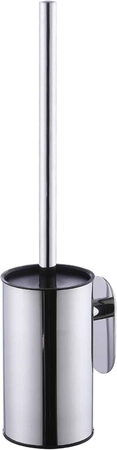 Brosse De Toilette En Acier Inoxydable Avec Support Mural, Auto-adhésive, Long Manche, Sans Perçage, Nettoyant Salle De Bain Robuste, Finition Or Brossé (chrome)