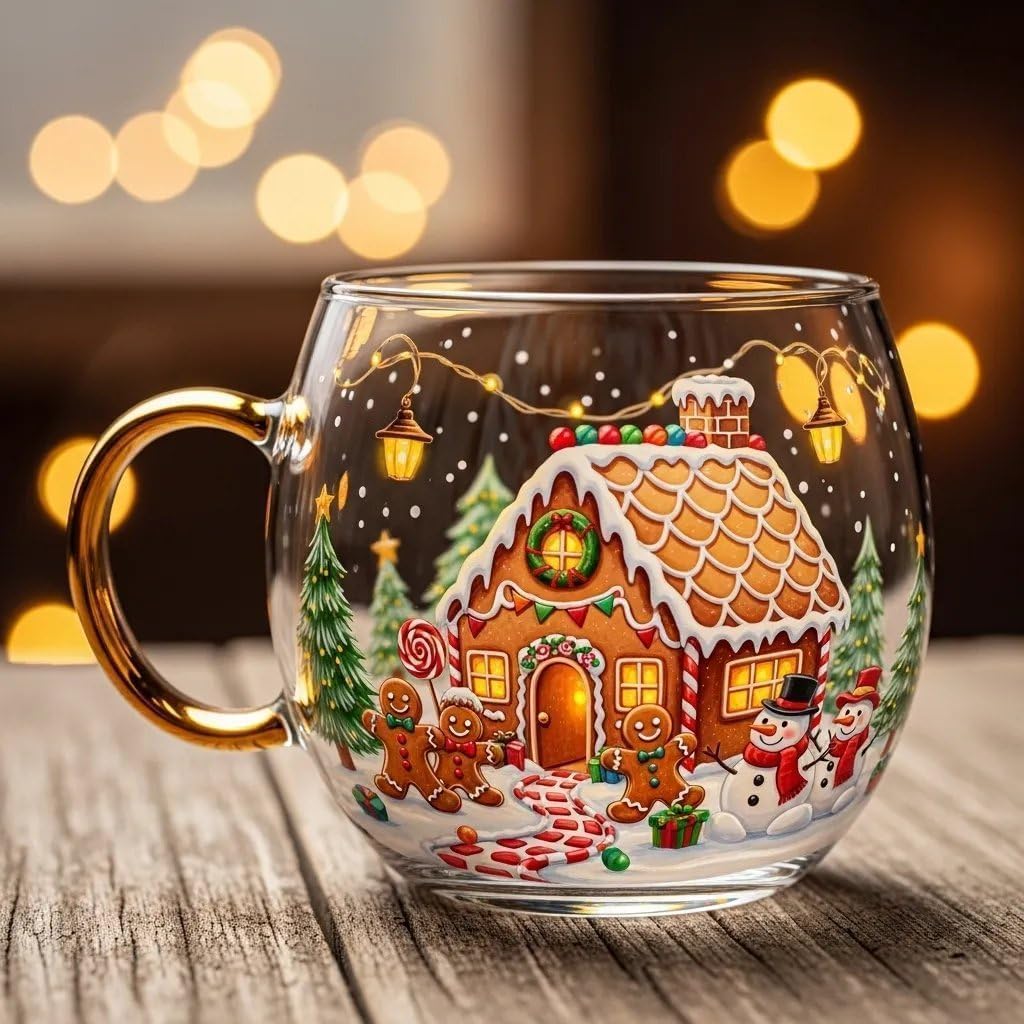 Cadeaux De Noël Pour Femmes : Jolies Tasses À Café, Tasses En Verre, Tasses À Expresso Avec Anse, Chaussettes De Noël À Offrir À Maman, Amies, Grand-mère, Décorations De Noël (chalet De Noël).