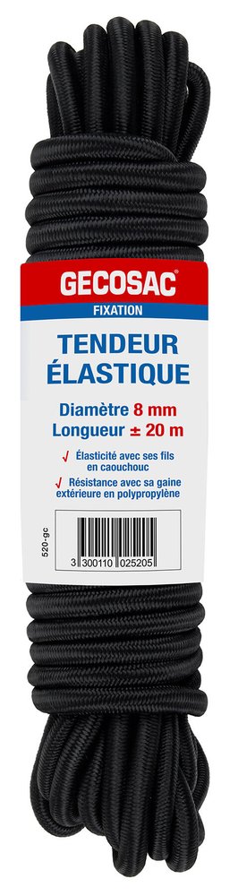 8 Mm Elastisches Bungee-seil, 10 Meter Lang, Schwarz Sans Marque